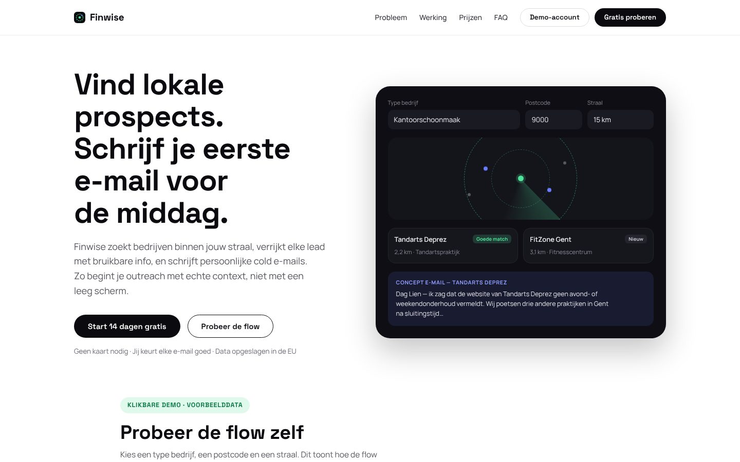 Homepagina van Finwise