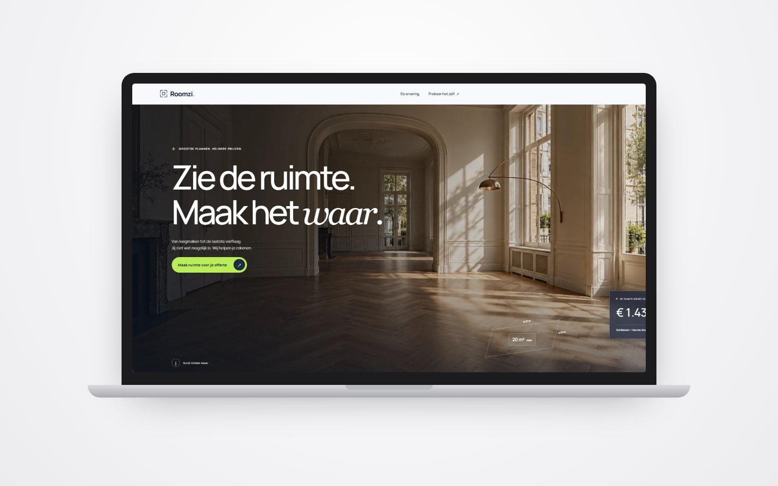 Roomzi op een laptop